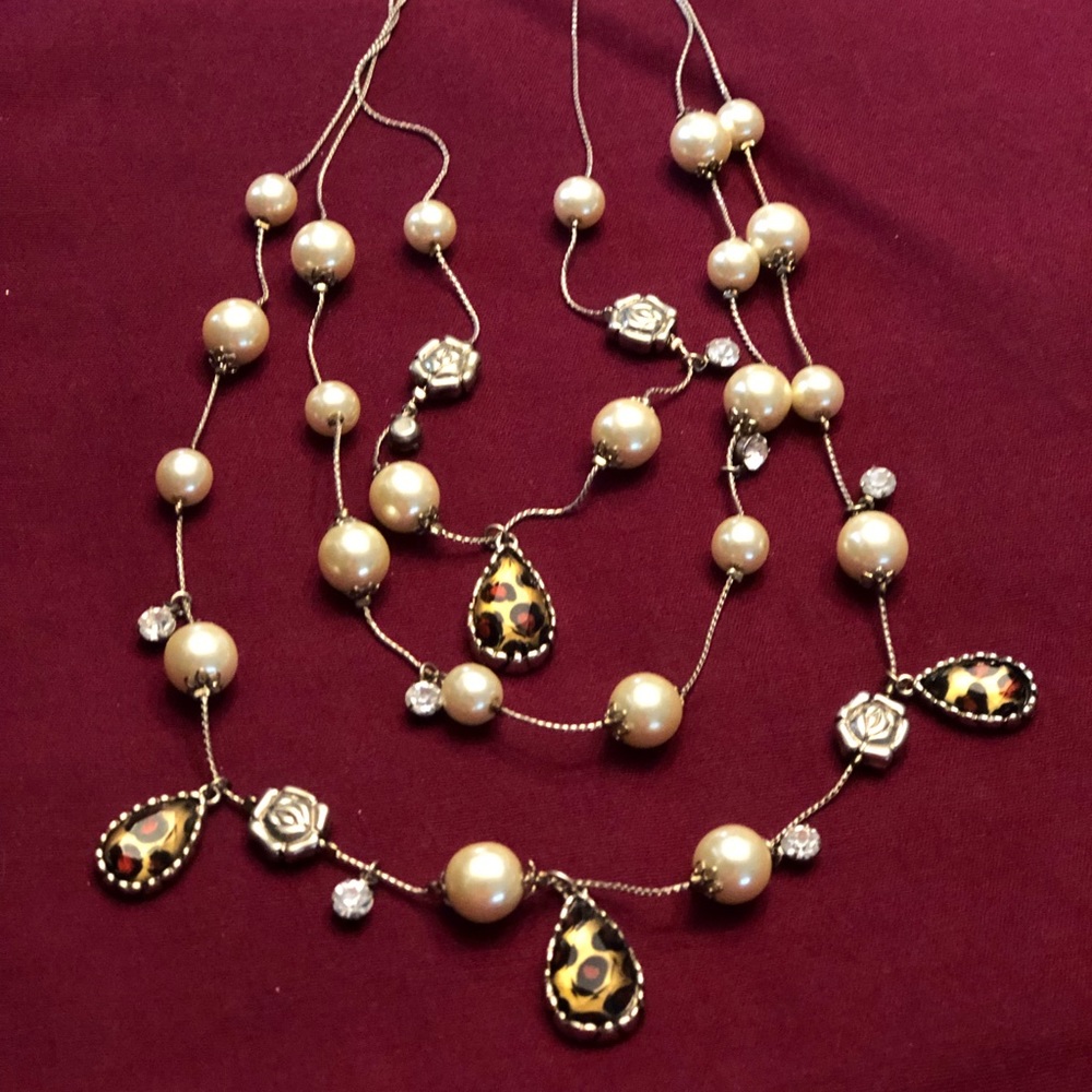 Betsey Johnson Leopard Rose Necklace
